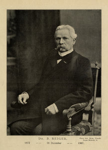 97182 Portret van dr. Bernardus Reiger, geb. Groningen 14 jan. 1845, lid van de gemeenteraad (1871-1891), wethouder van ...